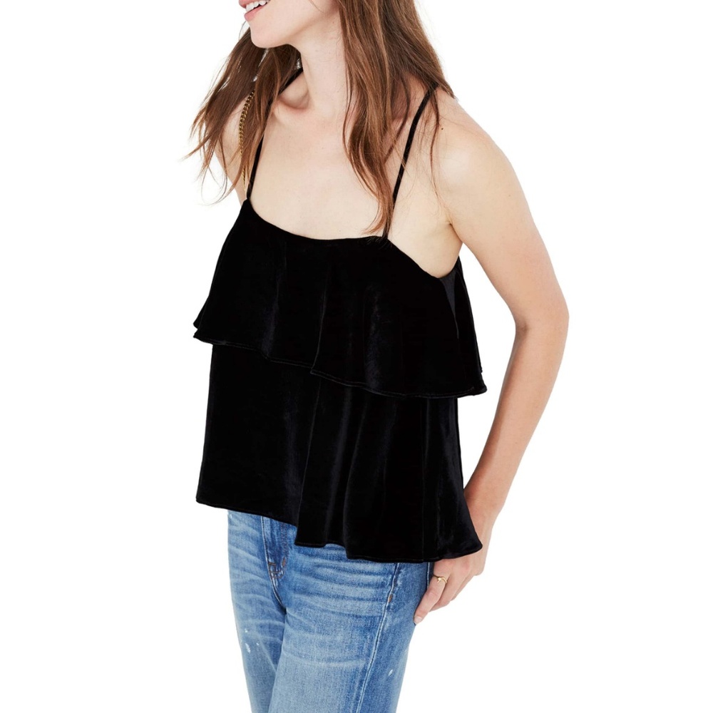 SOLD MADEWELL Velvet Ruffle Camisole - Picture 2 of 5